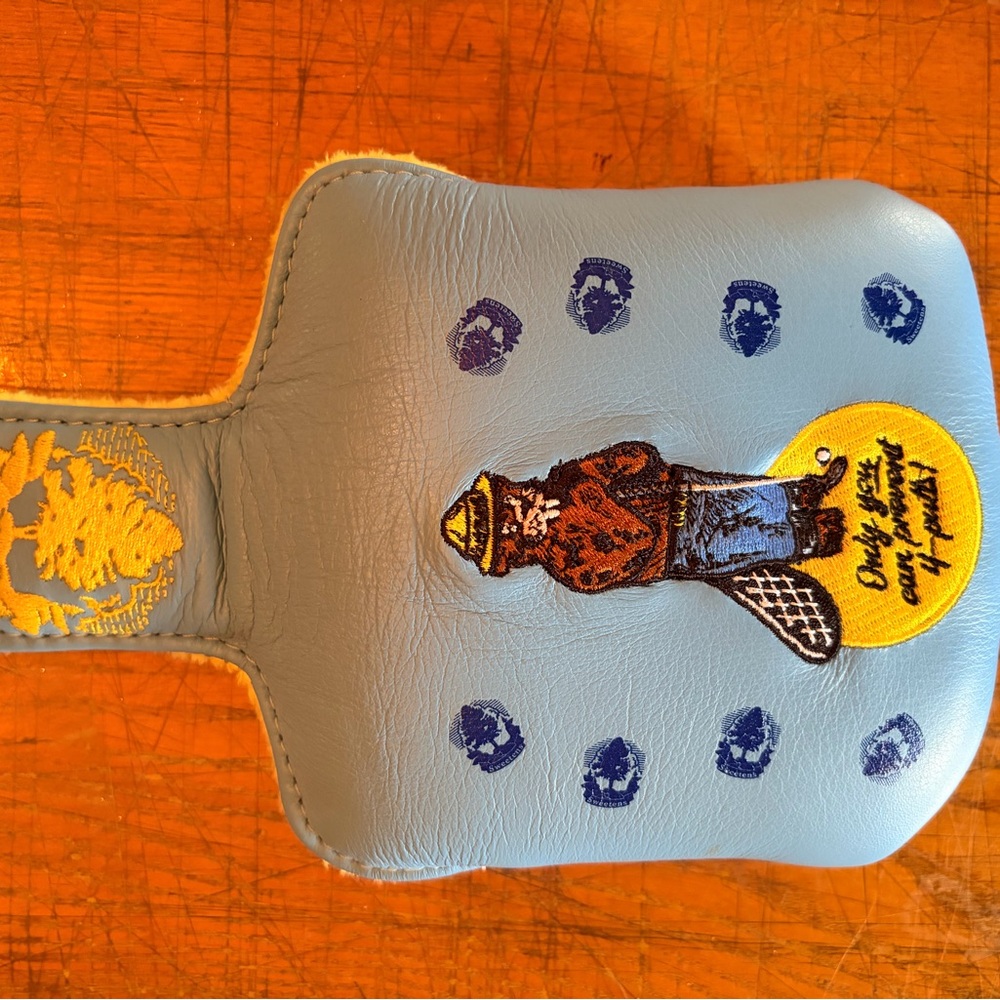 Blue Leather Headcover with Embroidered Design